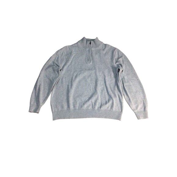 Lands End The Outfitters , Men’s 1/4 Zip Sweater Elbow Patch , Gray, Size Large - Picture 2 of 8